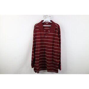 Vtg 90s Streetwear Mens XL Soft Pima Cotton Striped Long Sleeve Golf Polo Red